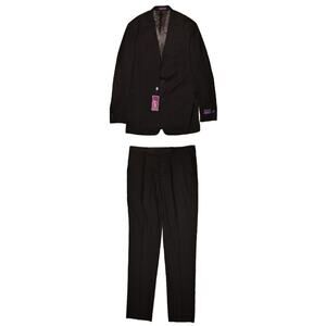 VINCI NEW $300 Slim Fit Black Zegna Two Piece Pant Suit Blazer Jacket Men's 50R